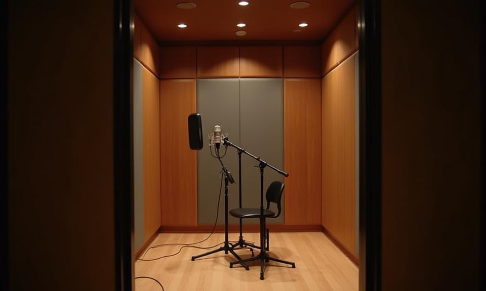 Interior view of Lyden & & Bilde Studio's modern recording booth.