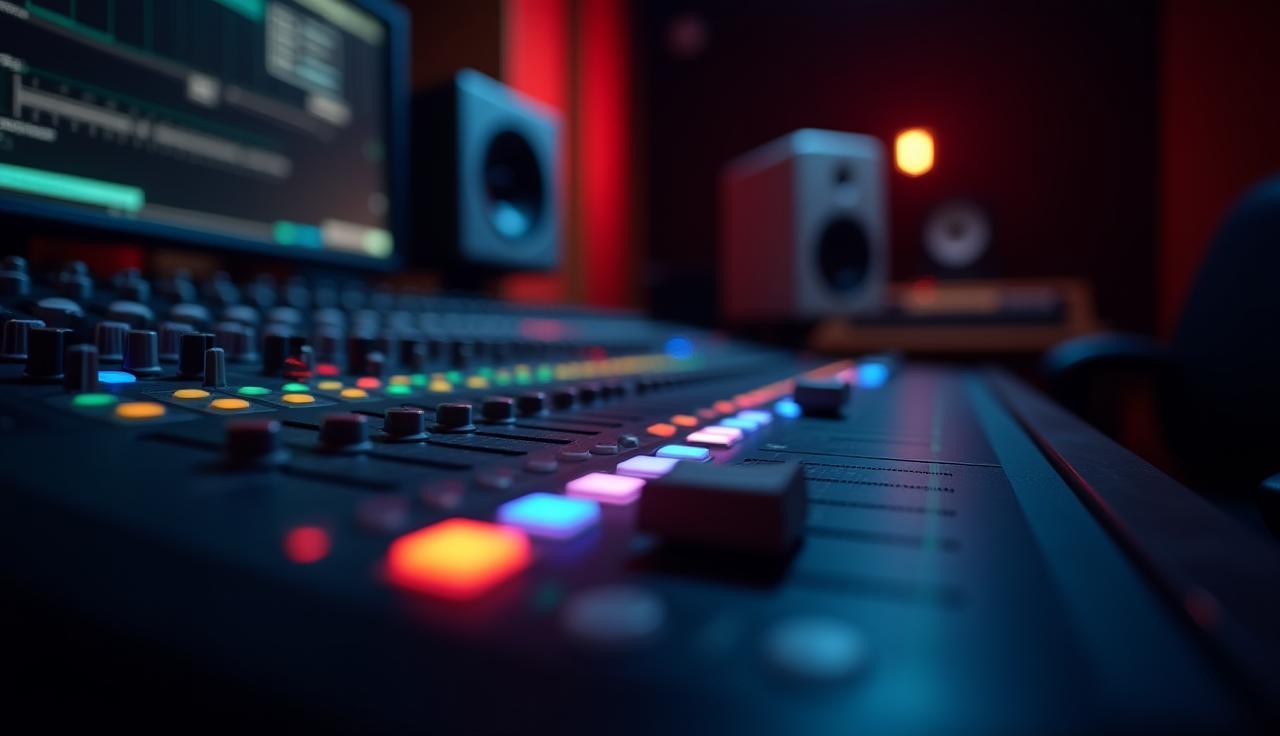 High-quality audio mixing console in a professional studio environment.