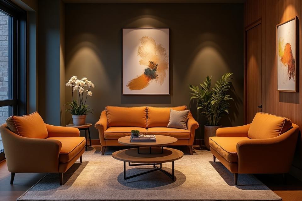 Comfortable client lounge area within the studio.